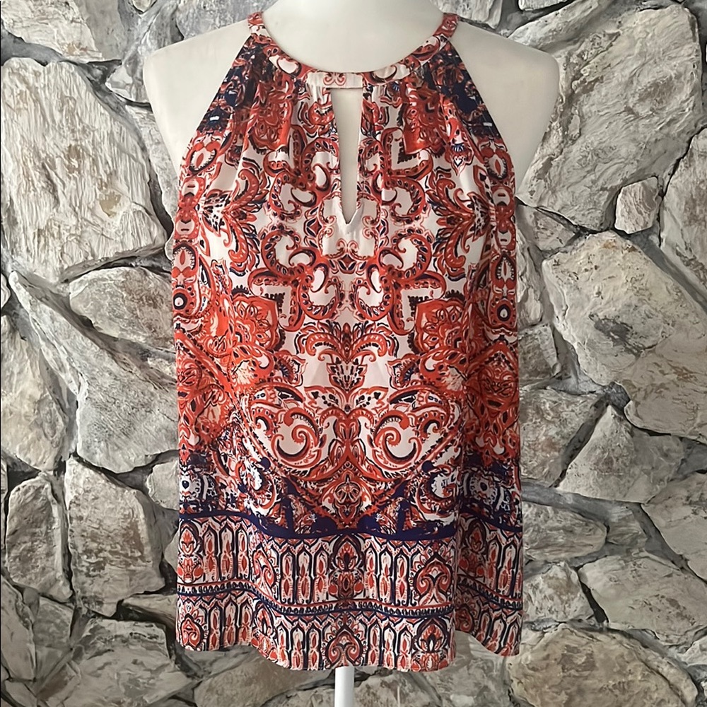 INC International Concepts Red and White Halter Tank Top